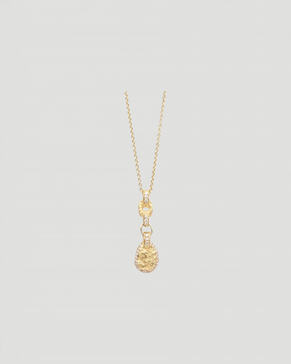 Nugget Pendent aus 750 Gold mit Brillanten und 750 Goldkette