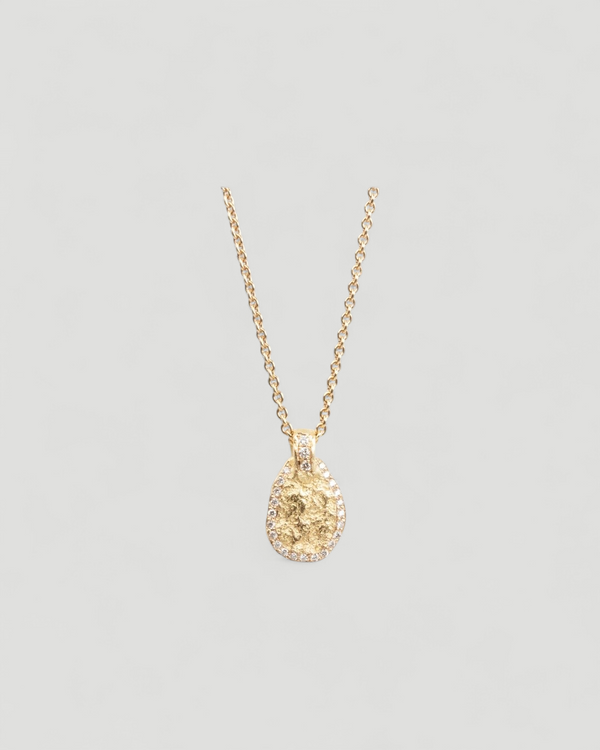 Nugget Pendent aus 750 Gold mit Brillanten und 750 Goldkette
