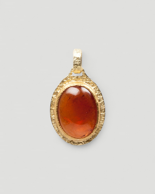 750 Goldanhänger mit orangem Mandarin-Granat