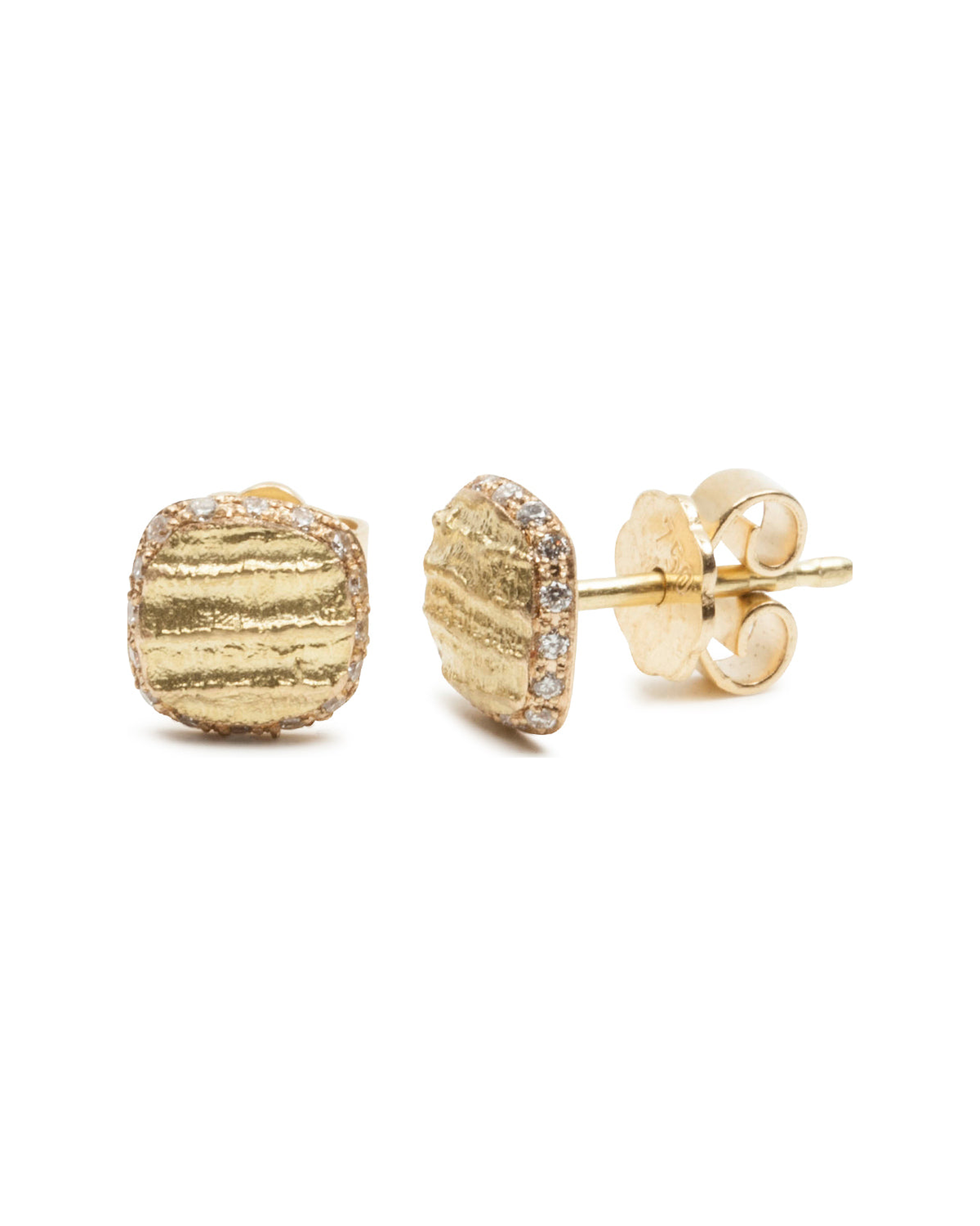 Brillant Ohrstecker mit Bark Struktur - 7,5 mm - Goldschmiede Krack - Trauringe & Unikatschmuck aus Deidesheim