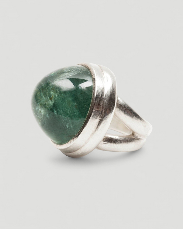 Sehr großer 925 Silberring mit grünblauem Aquamarin
