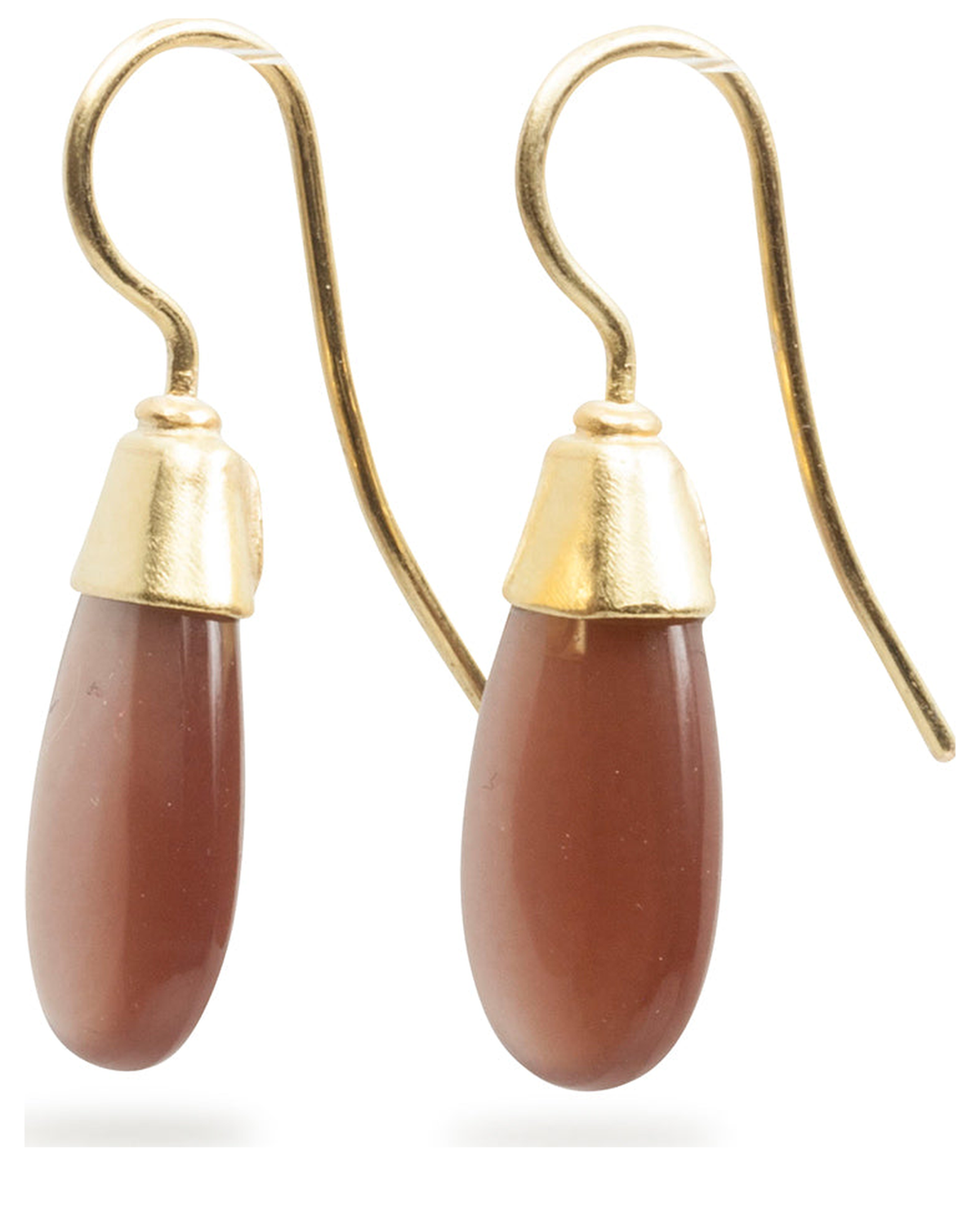 750 Goldohrhänger mit braunem Mondstein - Goldschmiede Krack