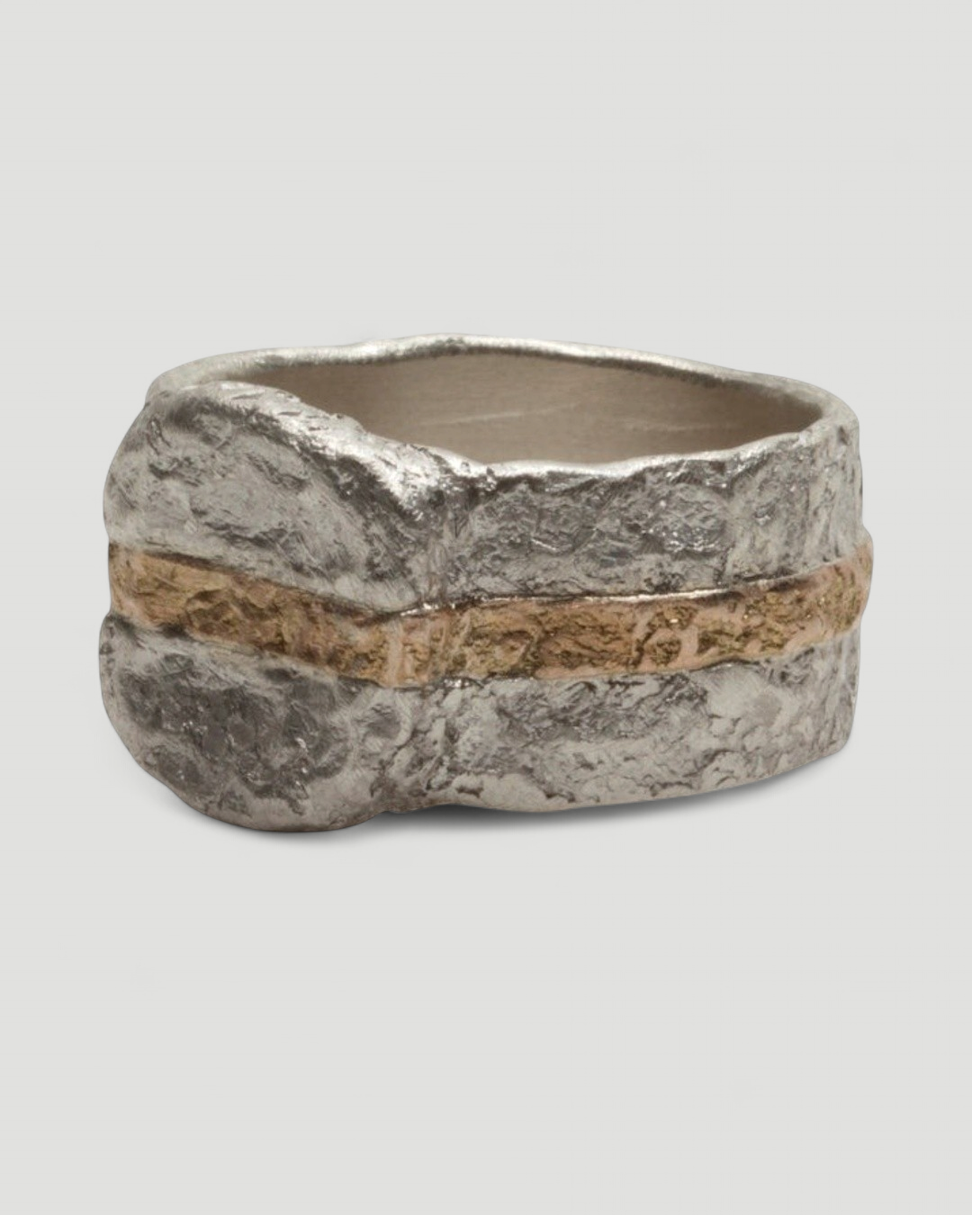 Breiter 925 Silberring mit 750 Goldstreifen - Goldschmiede Krack