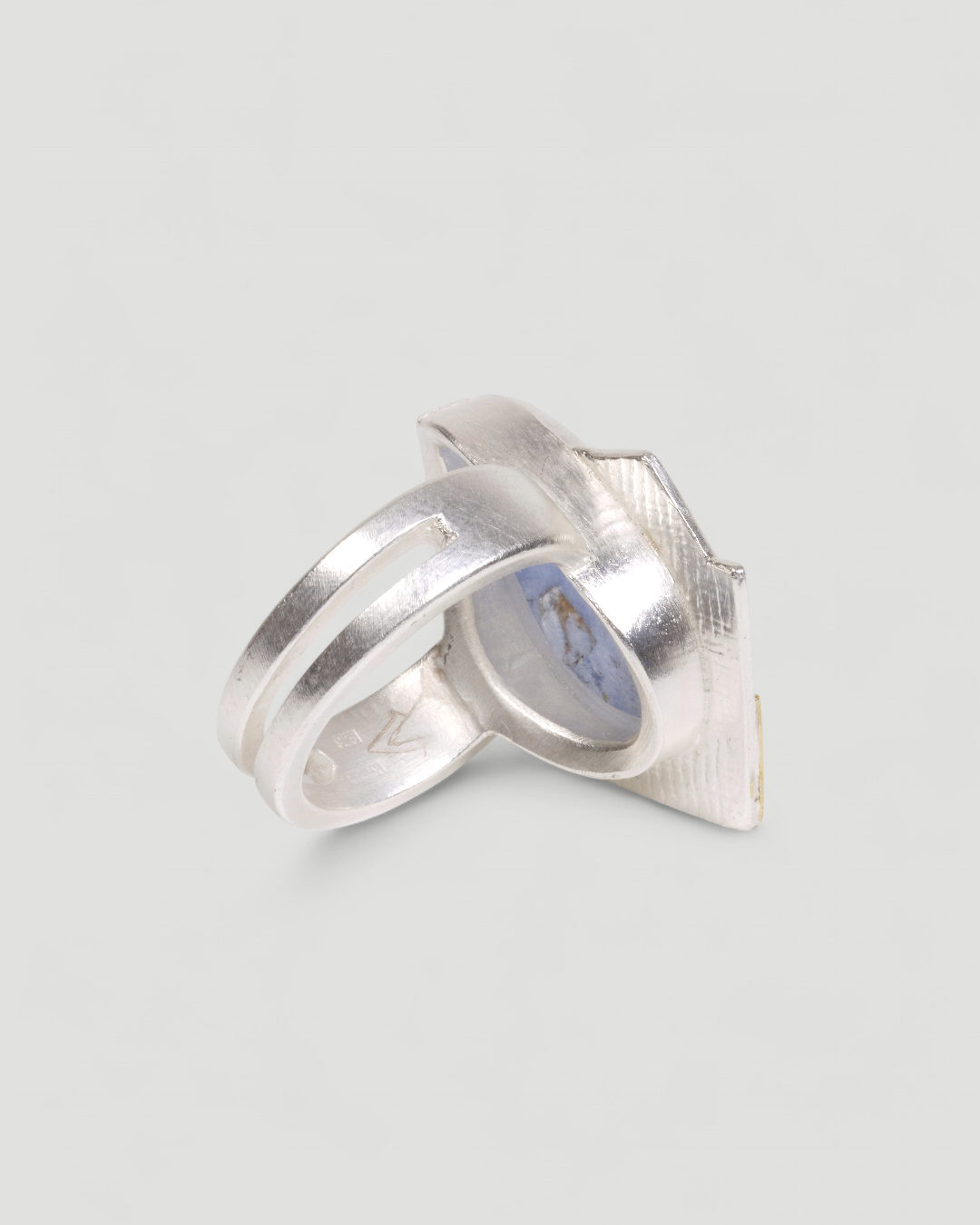 925 Silberring mit blauem Dumortierit-Quarz (9,42 ct) und Feingold, Ansicht 5