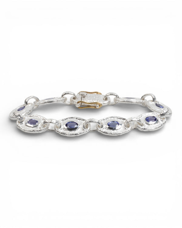 925 Silberarmband mit Tansanit (7.17 ct) und Gold - Goldschmiede Krack - Trauringe & Unikatschmuck aus Deidesheim