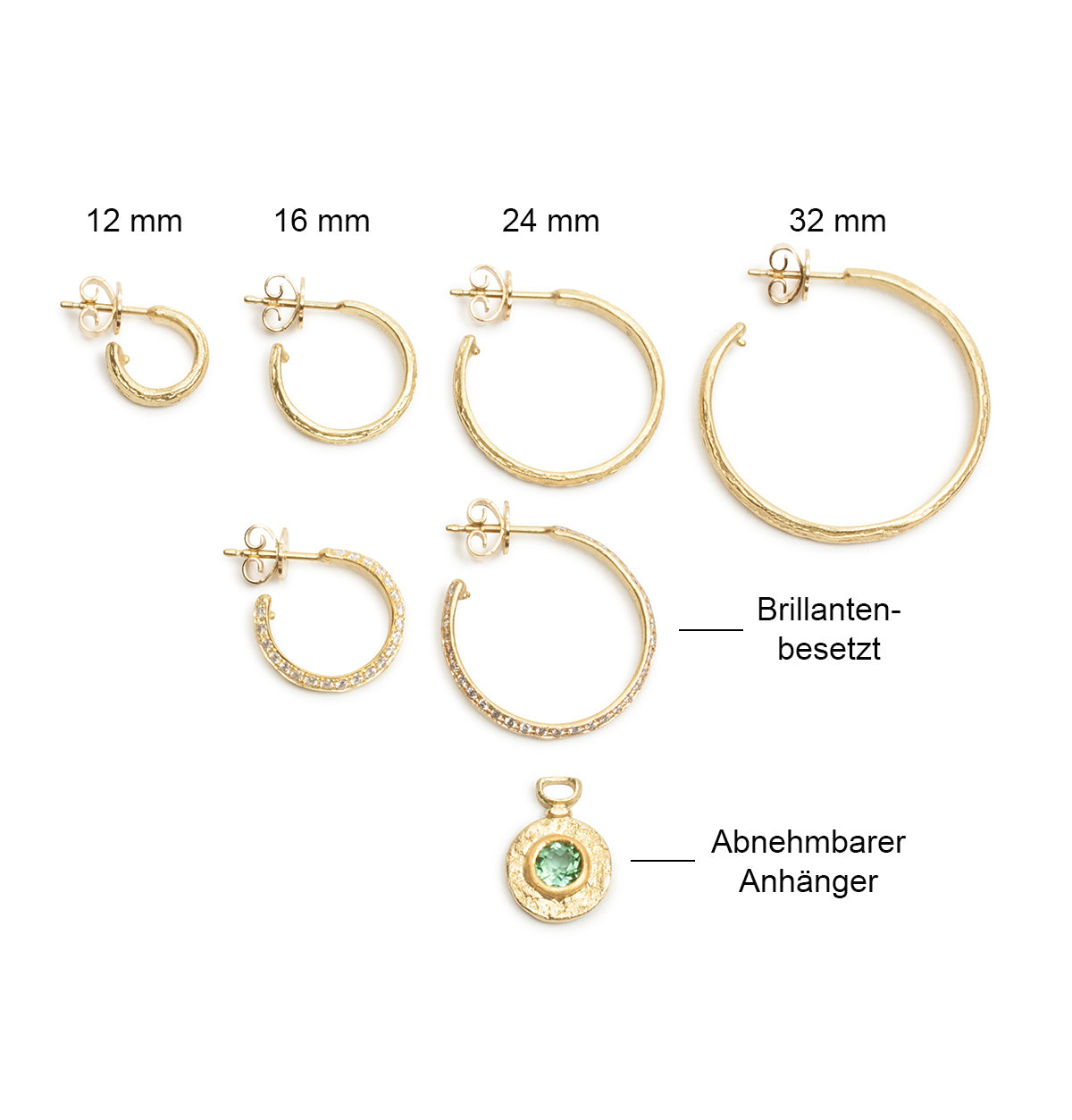 Turmalin Anhänger für Creole aus 750 Gelbgold