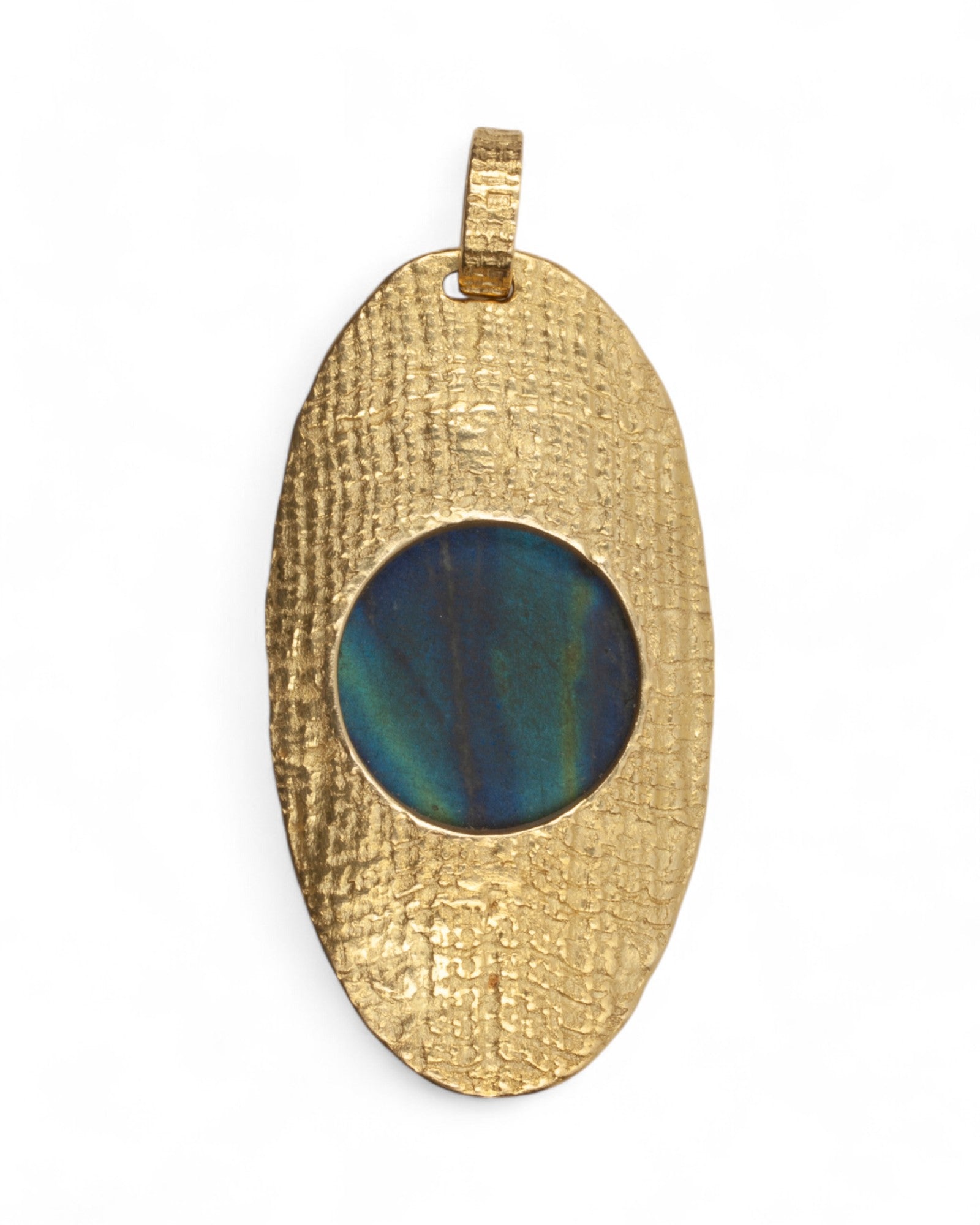 Anhänger aus 750 Gold mit irisierenden Spektrolith - Goldschmiede Krack - Trauringe & Unikatschmuck aus Deidesheim