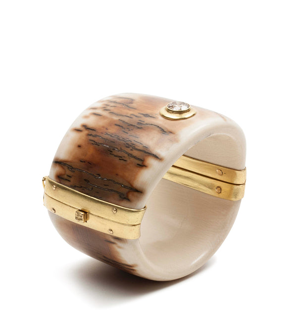 Armreif aus fossilem Mammutelfenbein mit 750 Goldschloss und 2,73 ct Brillant