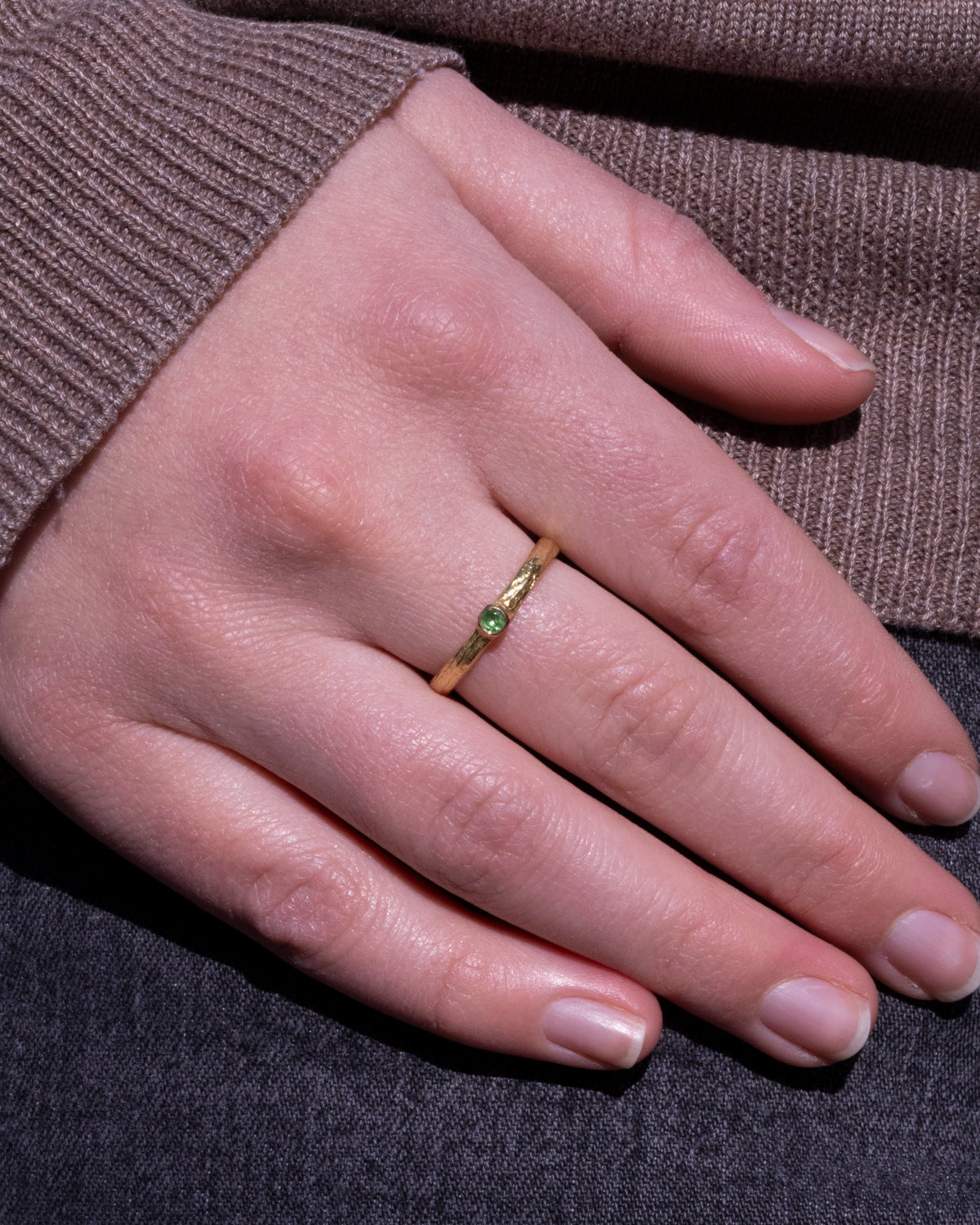 Bark 750 Gelbgold Ring mit Tsavorit (0,06 ct)