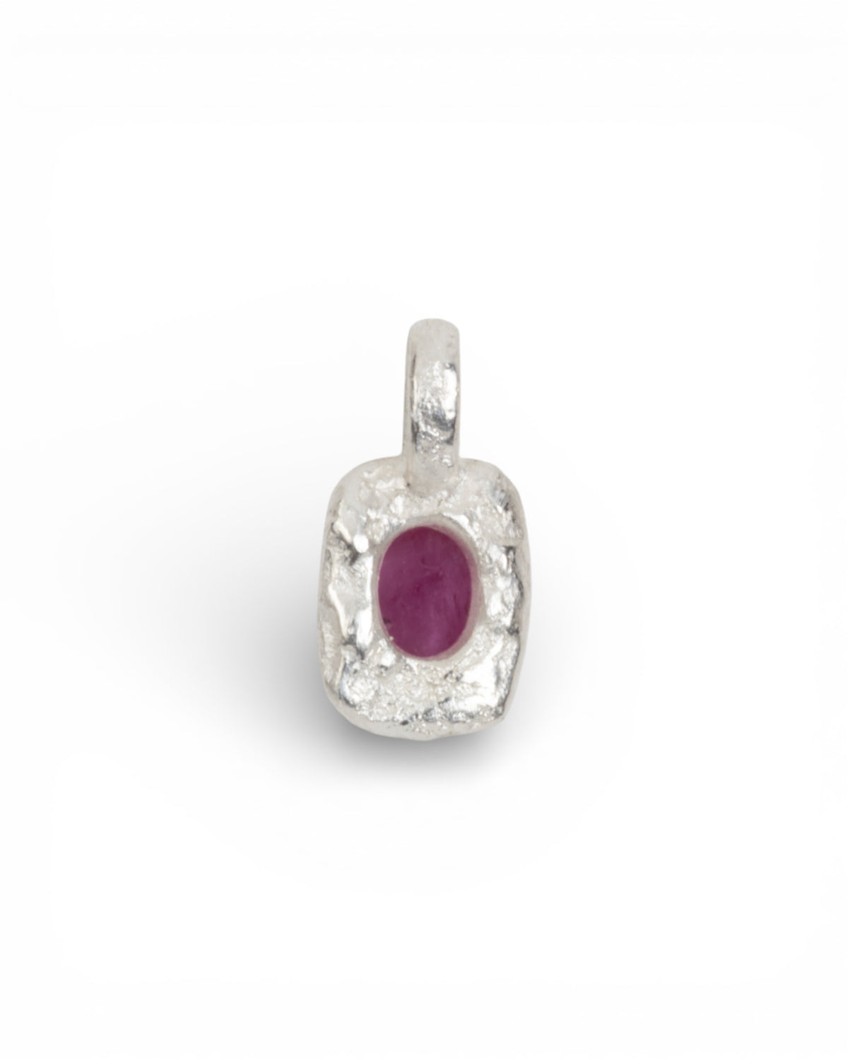 Bicolor organisch-eckiger 925 Silberanhänger mit pinken Rubin (0.80 ct) und Gold - Goldschmiede Krack - Trauringe & Unikatschmuck aus Deidesheim