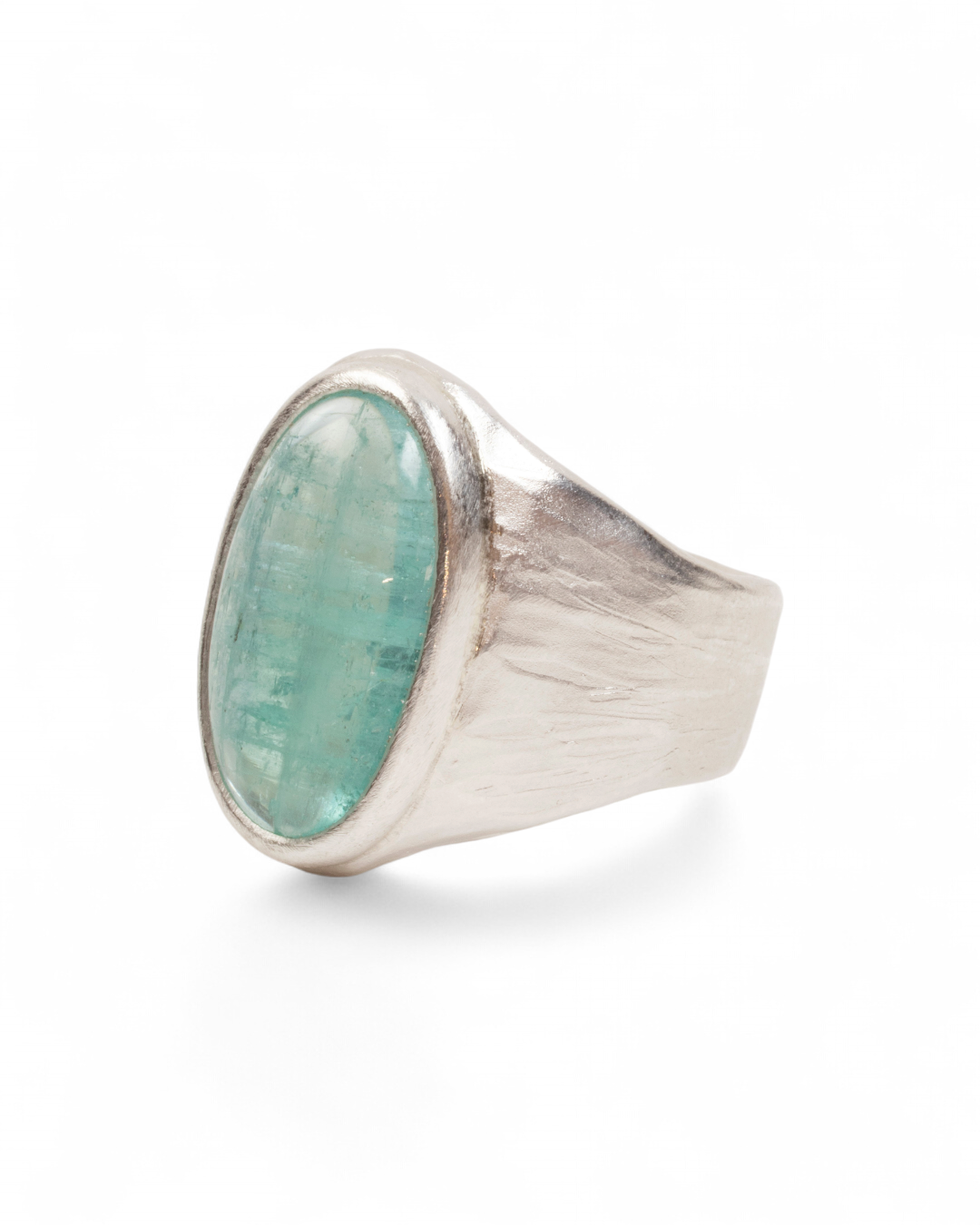 925 Silberring mit blau-grünem Heliodor-Cabochon (11,17 ct) - Goldschmiede Krack