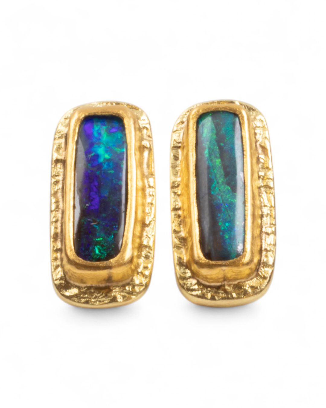 750 Gelbgold Ohrstecker mit Boulderopal (2,8 ct), 999 Feingold-Fassung - Goldschmiede Krack