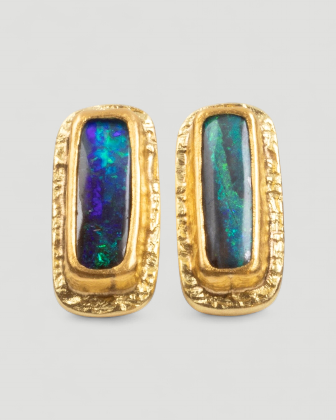 750 Gelbgold Ohrstecker mit Boulderopal (2,8 ct), 999 Feingold-Fassung - Goldschmiede Krack