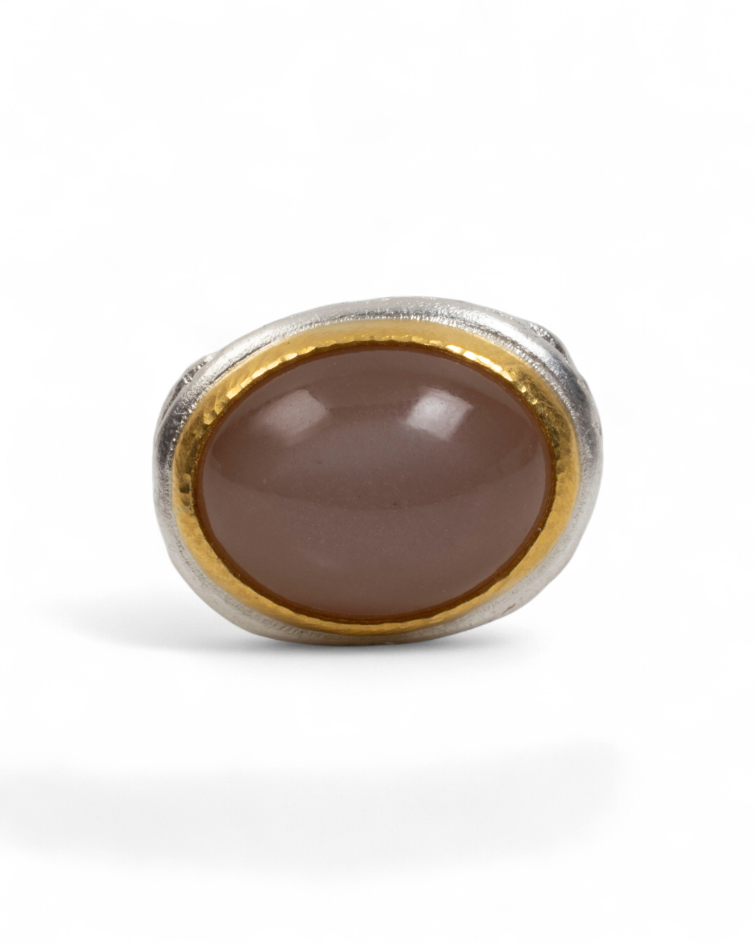 925 Silberring mit Mondstein (21,30 ct) und 999 Feingold - Goldschmiede Krack