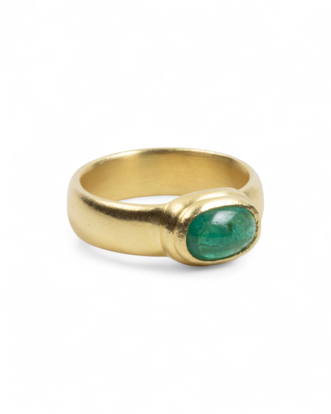 750 Goldring mit grünem Smaragd (1,39 ct) - Goldschmiede Krack
