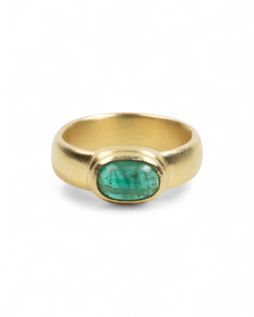 750 Goldring mit grünem Smaragd (1,39 ct) - Goldschmiede Krack
