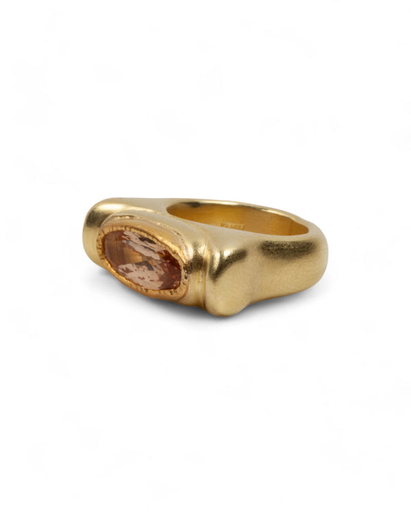 750 Goldring mit rosa Morganit (Beryll)