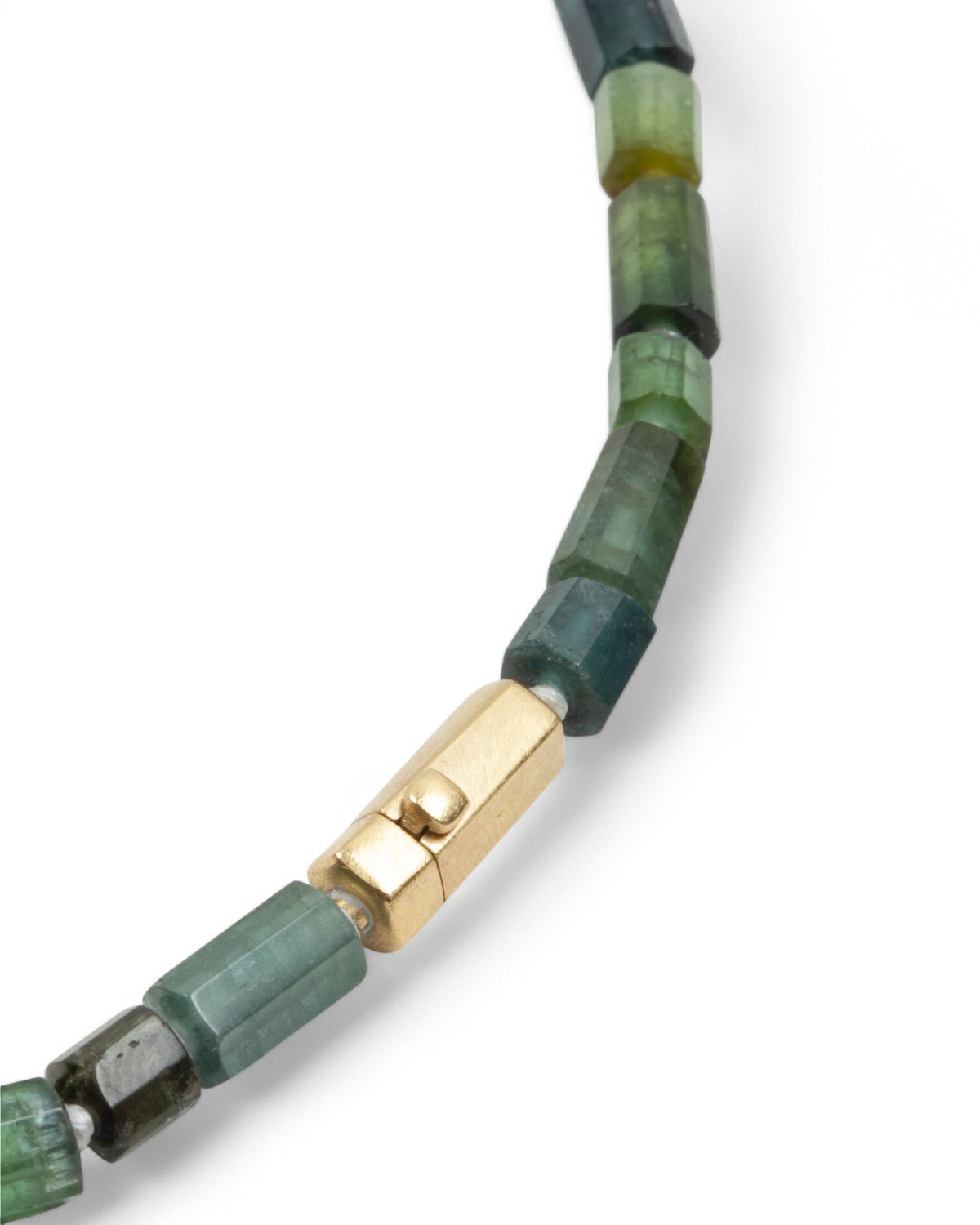 Grüne Turmalinkette mit 750 Goldverschluss