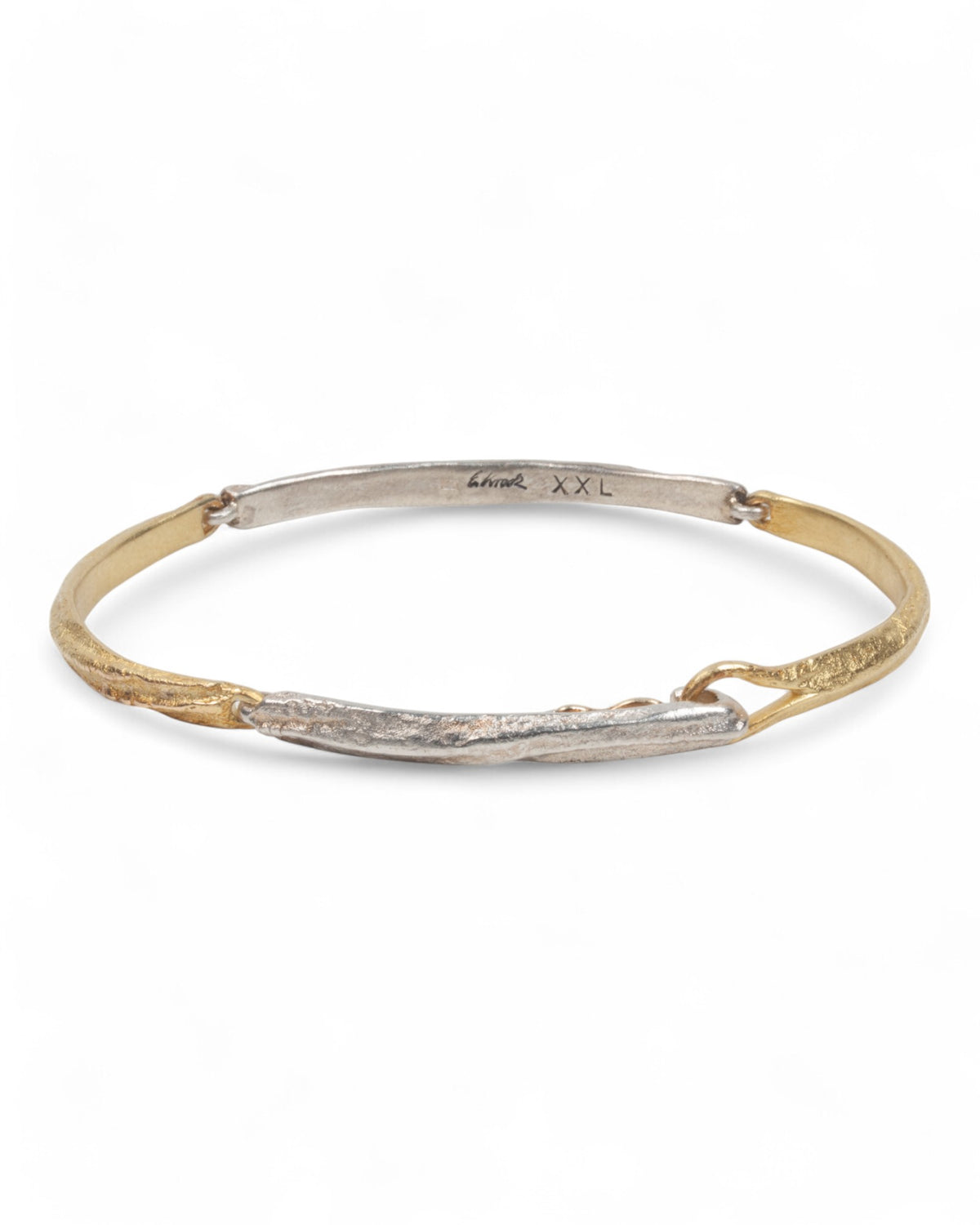 Großes bicolor Armband mit Struktur aus 925 Silber und 750 Gold