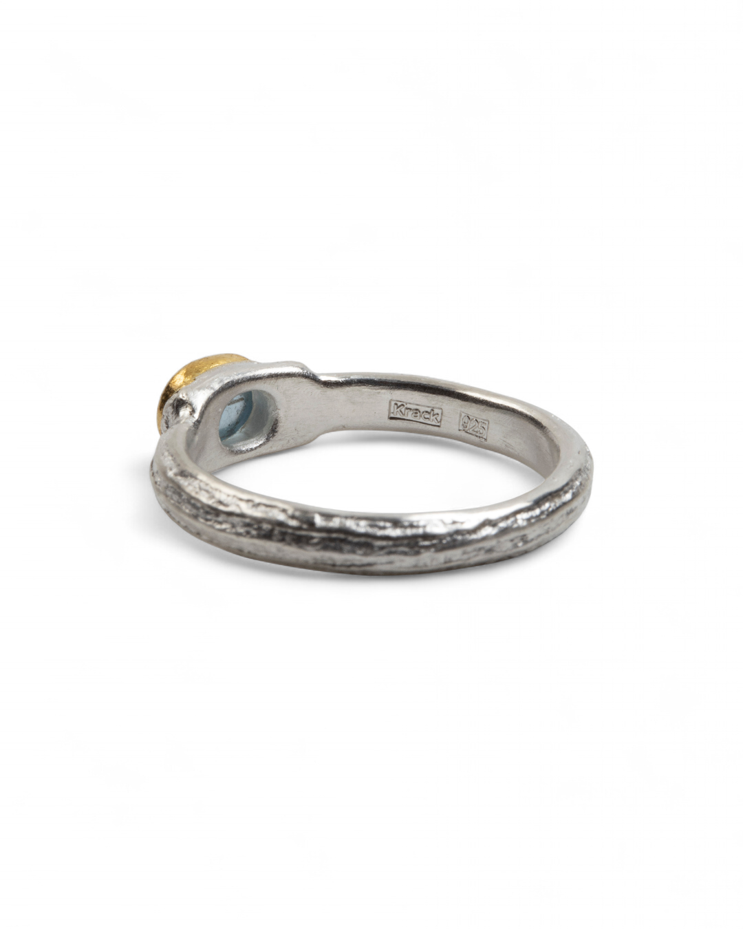 925 Silberring mit blauem Aquamarin (0,45 ct) und 999 Feingold-Fassung - Goldschmiede Krack