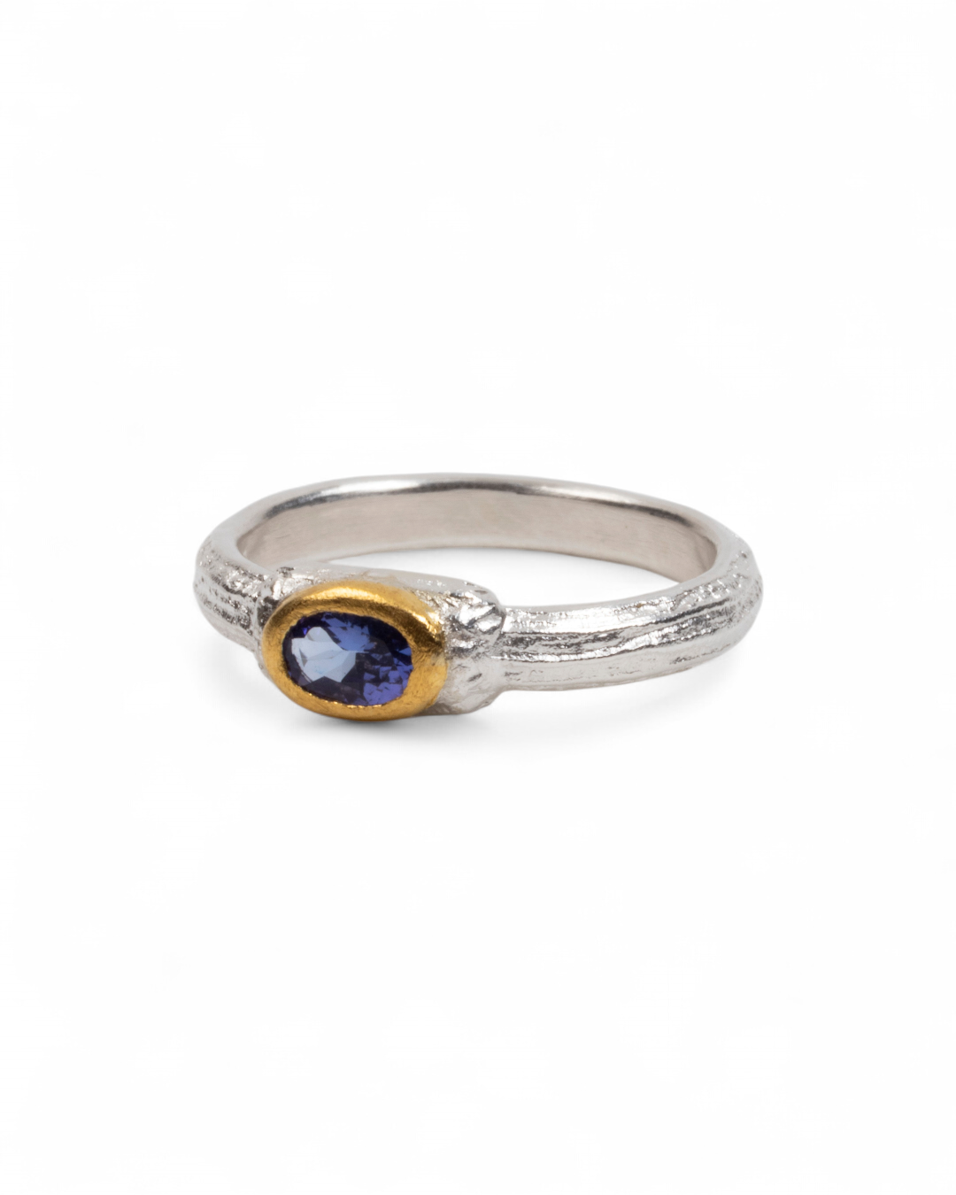 Bicolor 925 Silberring mit violettem Tansanit (0,40 ct) - Goldschmiede Krack