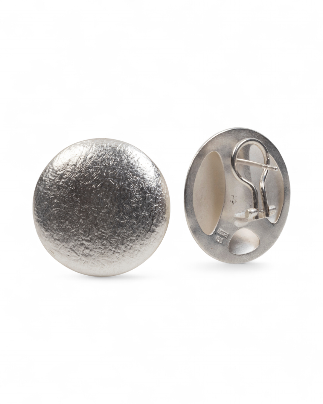Große strukturierte 925 Silber Ohrclips (28 mm) - Goldschmiede Krack