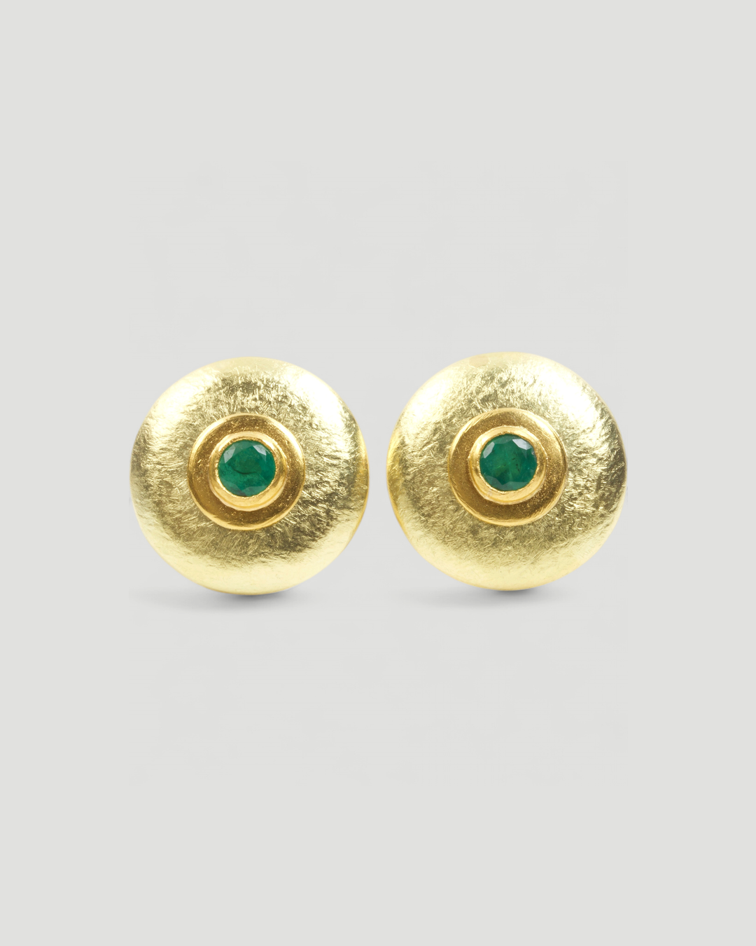 750 Gold Ohrclips mit grünem Smaragd (1,38 ct) - Goldschmiede Krack