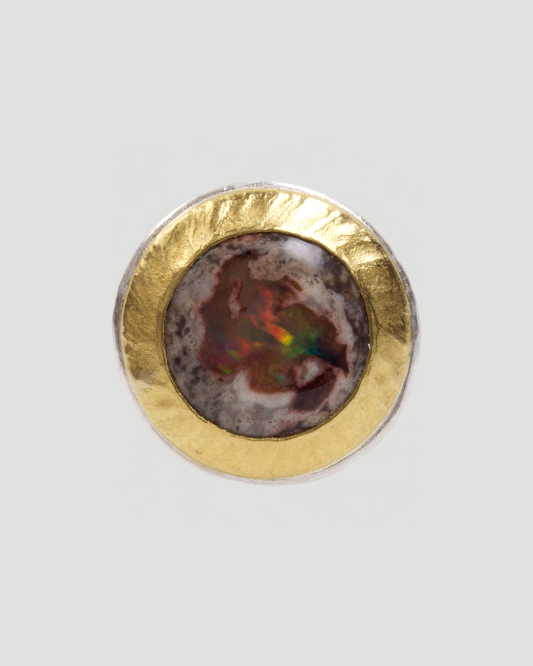 925 Silberring mit Feueropal-Matrix (26,6 ct) und Feingold-Fassung - Goldschmiede Krack
