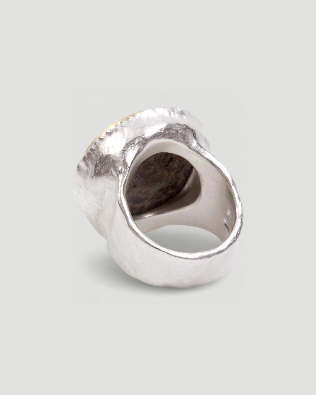 925 Silberring mit Feueropal-Matrix (26,6 ct) und Feingold-Fassung - Goldschmiede Krack