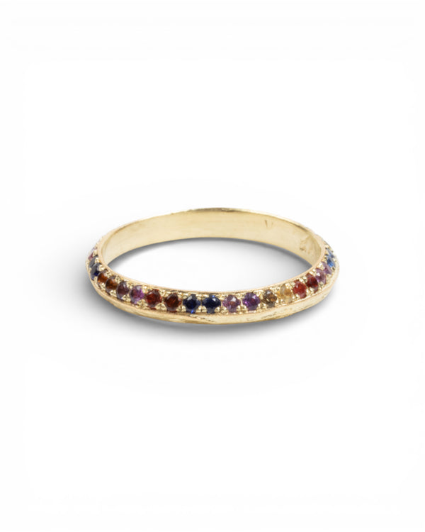 Memoire 750 Goldring mit bunten Saphiren (38 Stk.) - Goldschmiede Krack - Trauringe & Unikatschmuck aus Deidesheim