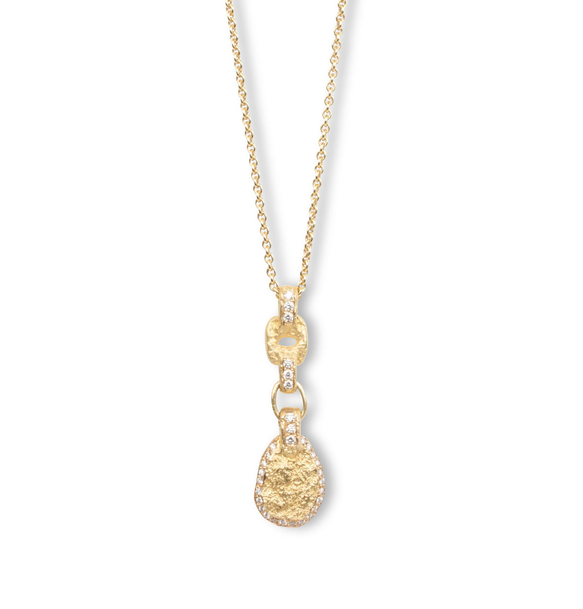 Nugget Pendent aus 750 Gold mit Brillanten und 750 Goldkette - Goldschmiede Krack - Trauringe & Unikatschmuck aus Deidesheim