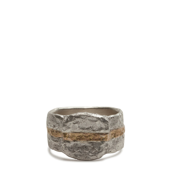 Breiter 925 Silberring mit 750 Goldstreifen - Goldschmiede Krack - Trauringe & Unikatschmuck aus Deidesheim