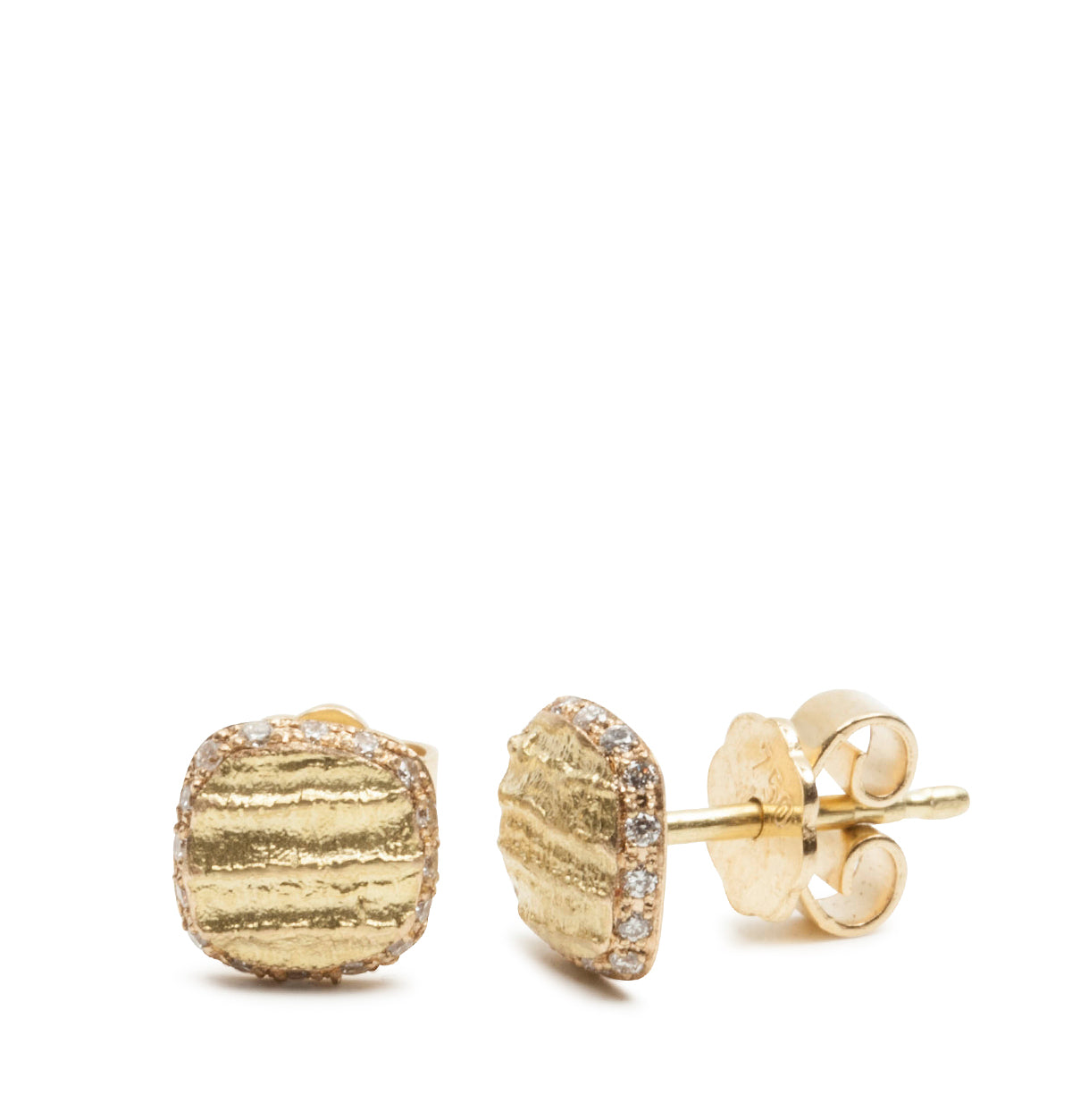 Brillant Ohrstecker mit Bark Struktur - 7,5 mm - Goldschmiede Krack - Trauringe & Unikatschmuck aus Deidesheim