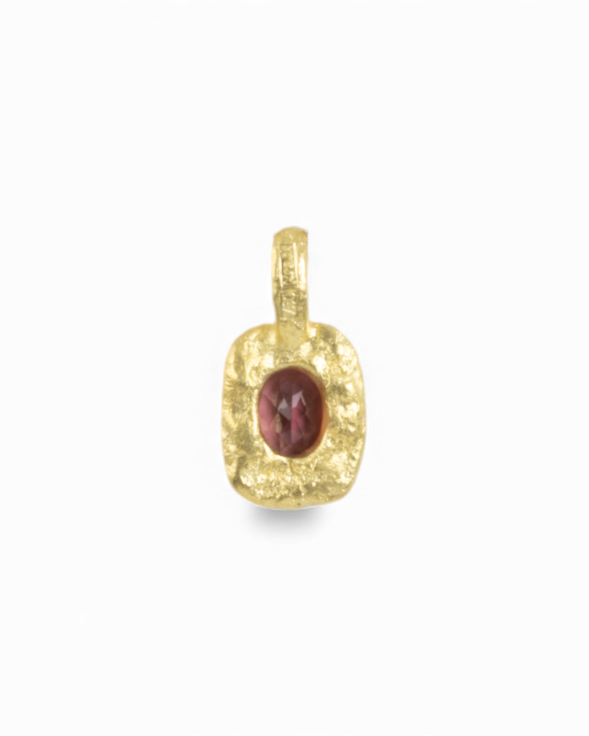 Organisch-eckiger 750 Goldanhänger mit rotem Turmalin (0.69 ct) - Goldschmiede Krack - Trauringe & Unikatschmuck aus Deidesheim