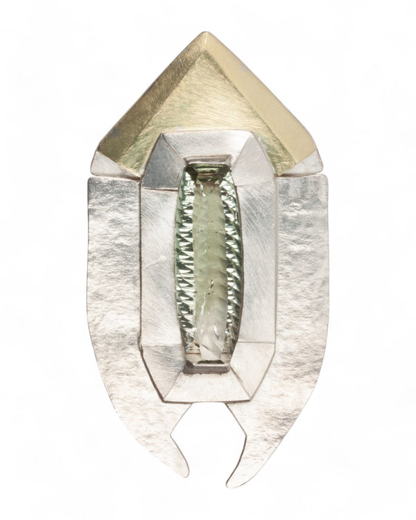 Großer 925 Silberanhänger mit Prasiolith und 750 Gold