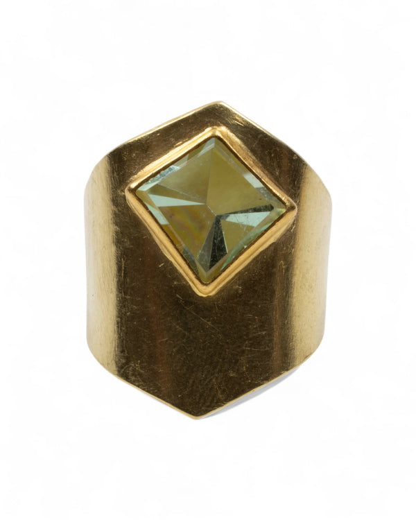 Ring aus 750 Gelbgold mit facettiertem Turmalin (4.32 ct) in Fantasieform - Goldschmiede Krack - Trauringe & Unikatschmuck aus Deidesheim