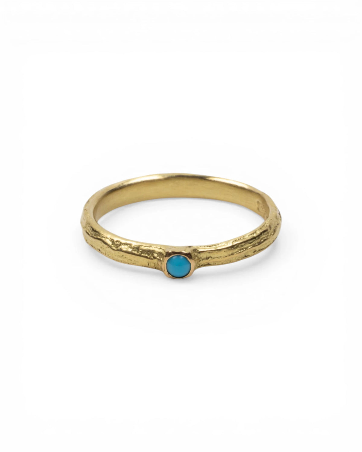 Bark 750 Gelbgold Ring mit Türkis (⌀ 2,4 mm)