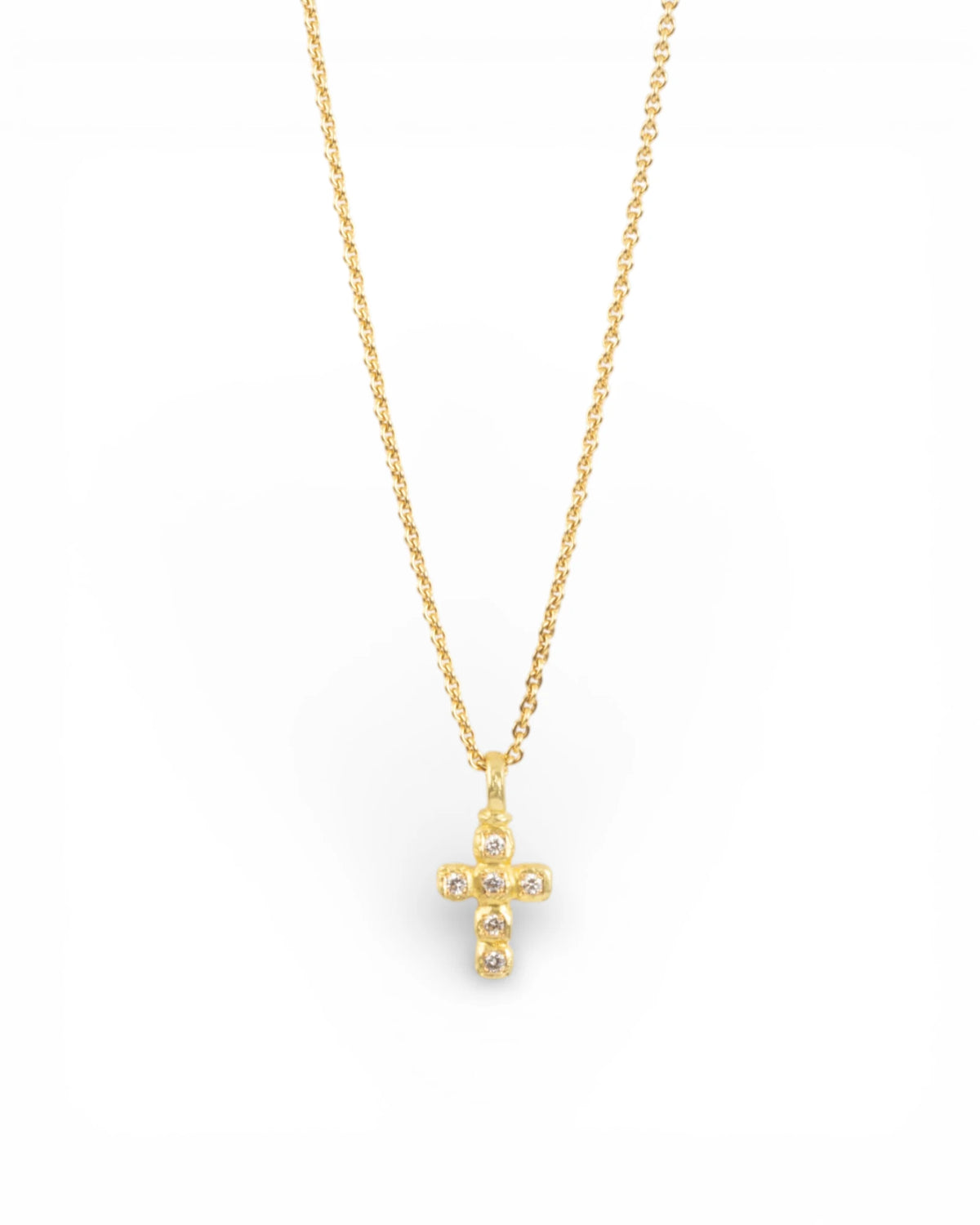Zierlicher Kreuzanhänger aus 750 Gelbgold mit Brillanten (0,12 ct) inkl. Goldkette - Goldschmiede Krack - Trauringe & Unikatschmuck aus Deidesheim