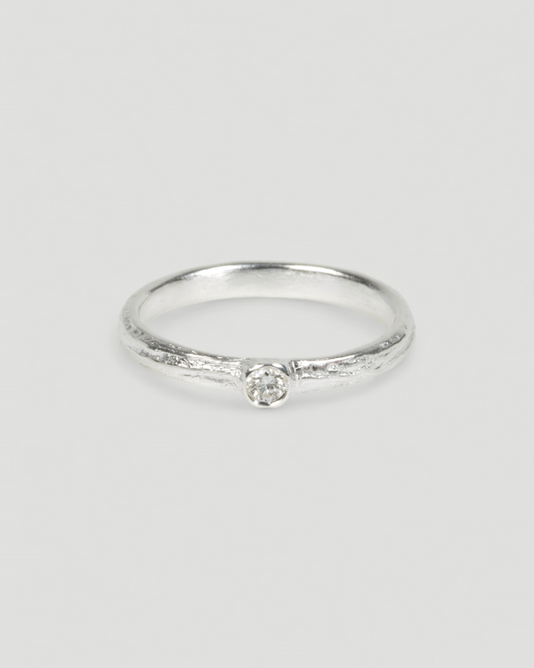 Zarter Bark 925 Silberring mit Brillant LGD (0,06 ct)