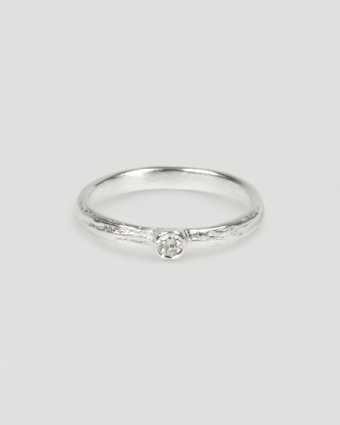 Zarter Bark 925 Silberring mit Brillant LGD (0,06 ct)