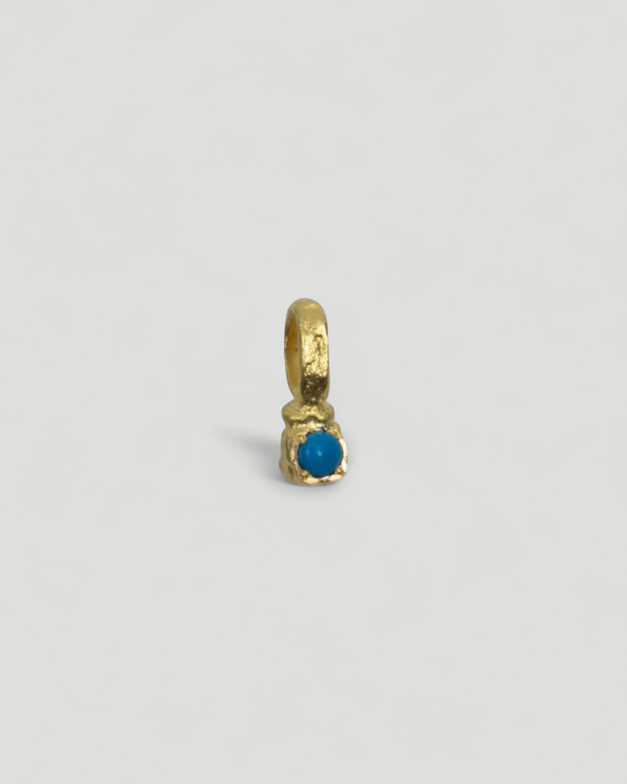 Zarter Würfelanhänger aus 750 Gold mit Türkis (2 mm)