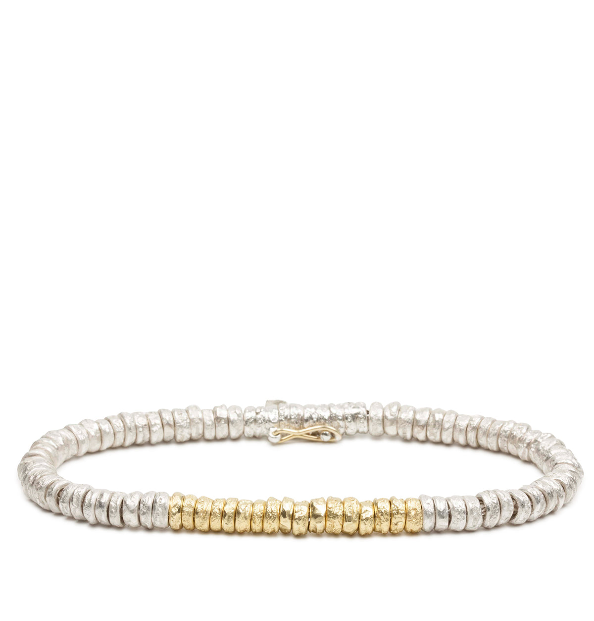 Nugget Eyelets Bracelet aus 925 Silber und 750 Gold