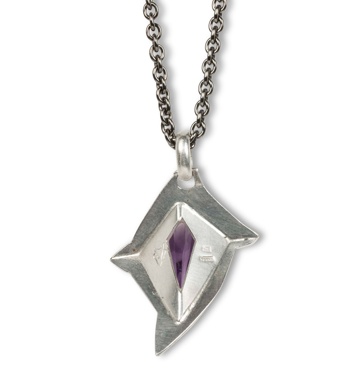 Futuristischer 925 Silber Anhänger mit Amethyst