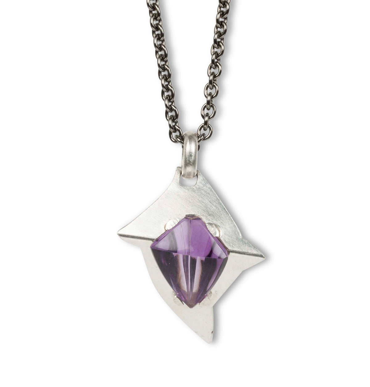 Futuristischer 925 Silber Anhänger mit Amethyst