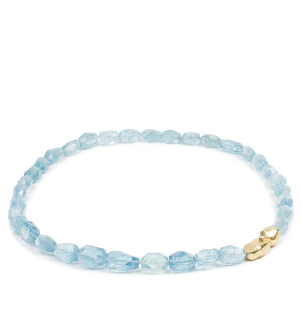 Große blaue Aquamarinkette mit 750 Goldverschluss - Goldschmiede Krack - Trauringe & Unikatschmuck aus Deidesheim