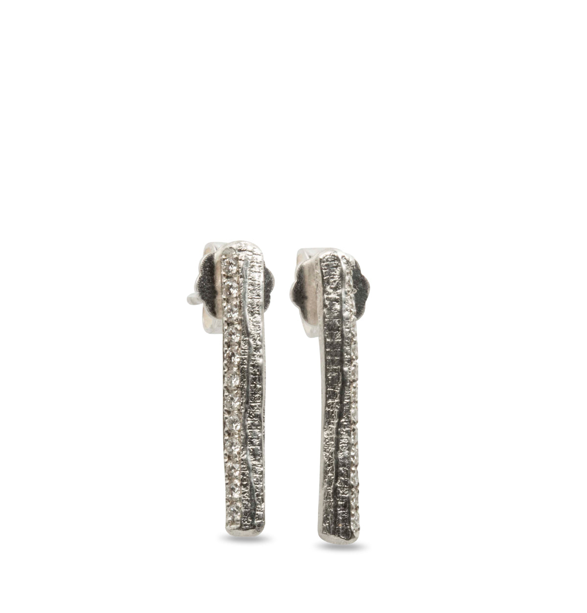 Bark Diamond Silver Earring - Goldschmiede Krack - Trauringe & Unikatschmuck aus Deidesheim