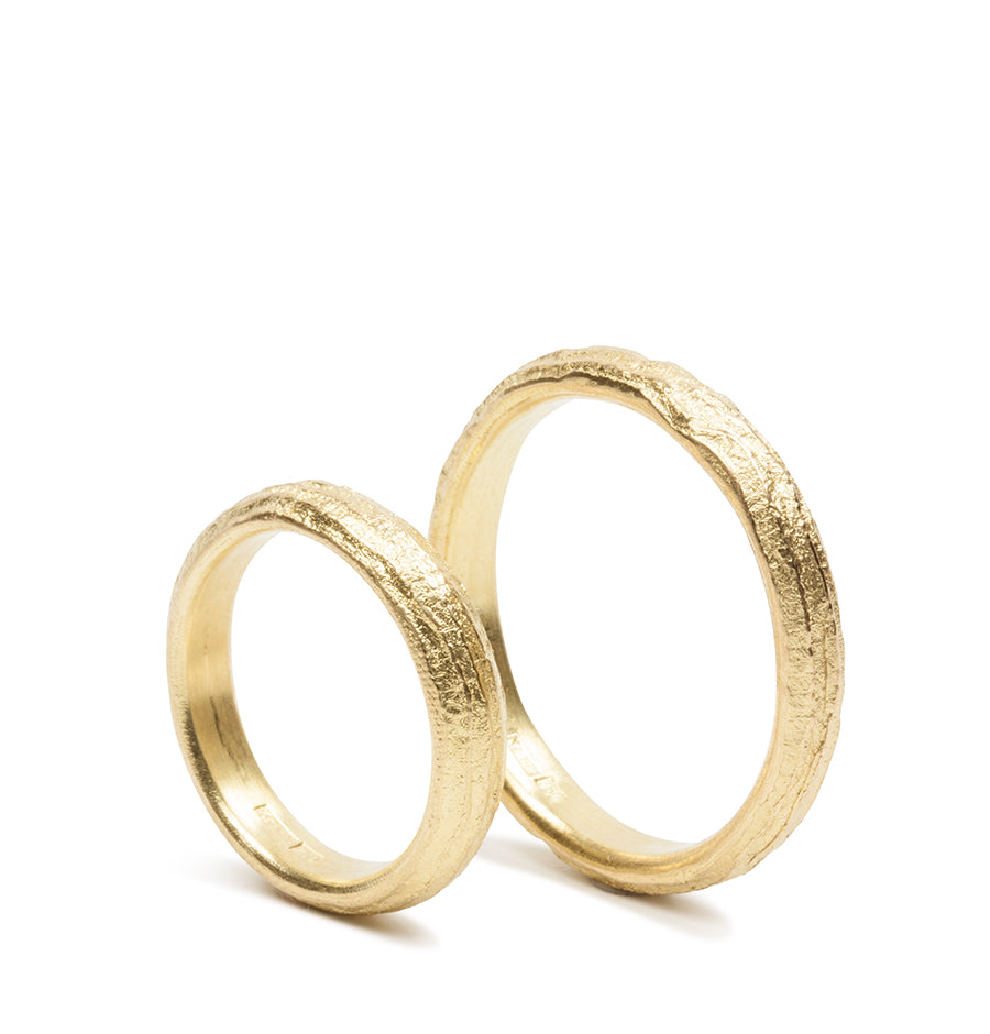 750 Gold Trauringe mit Aststruktur
