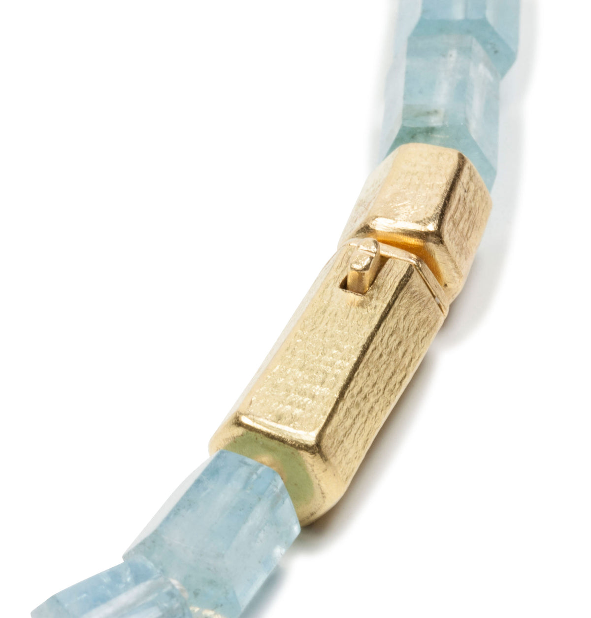 Blaue Aquamarinkette mit 750 Goldkastenschloss