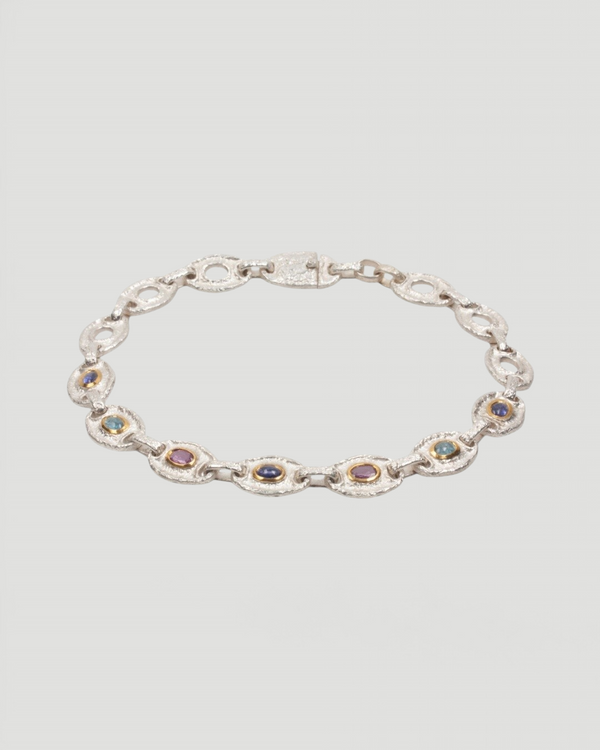 Bicolor Choker aus 925 Silber, 999 Feingold und Edelsteinen