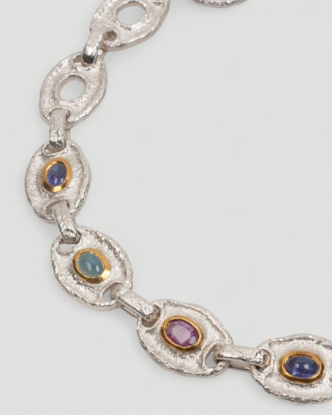 Bicolor Choker aus 925 Silber, 999 Feingold und Edelsteinen - Goldschmiede Krack